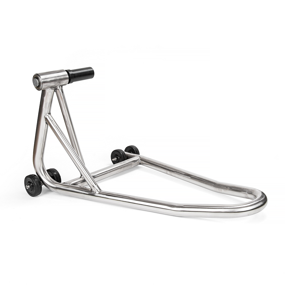 Stainless steel motorcycle stand single arm motorcycle stand with wheels