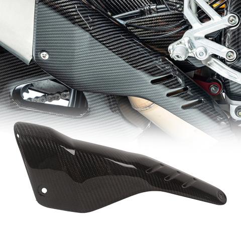 Motorcycle Aprilia RSV4 2022 Carbon Fiber Exhaust Pipe Cover Twill Weave Glossy Black